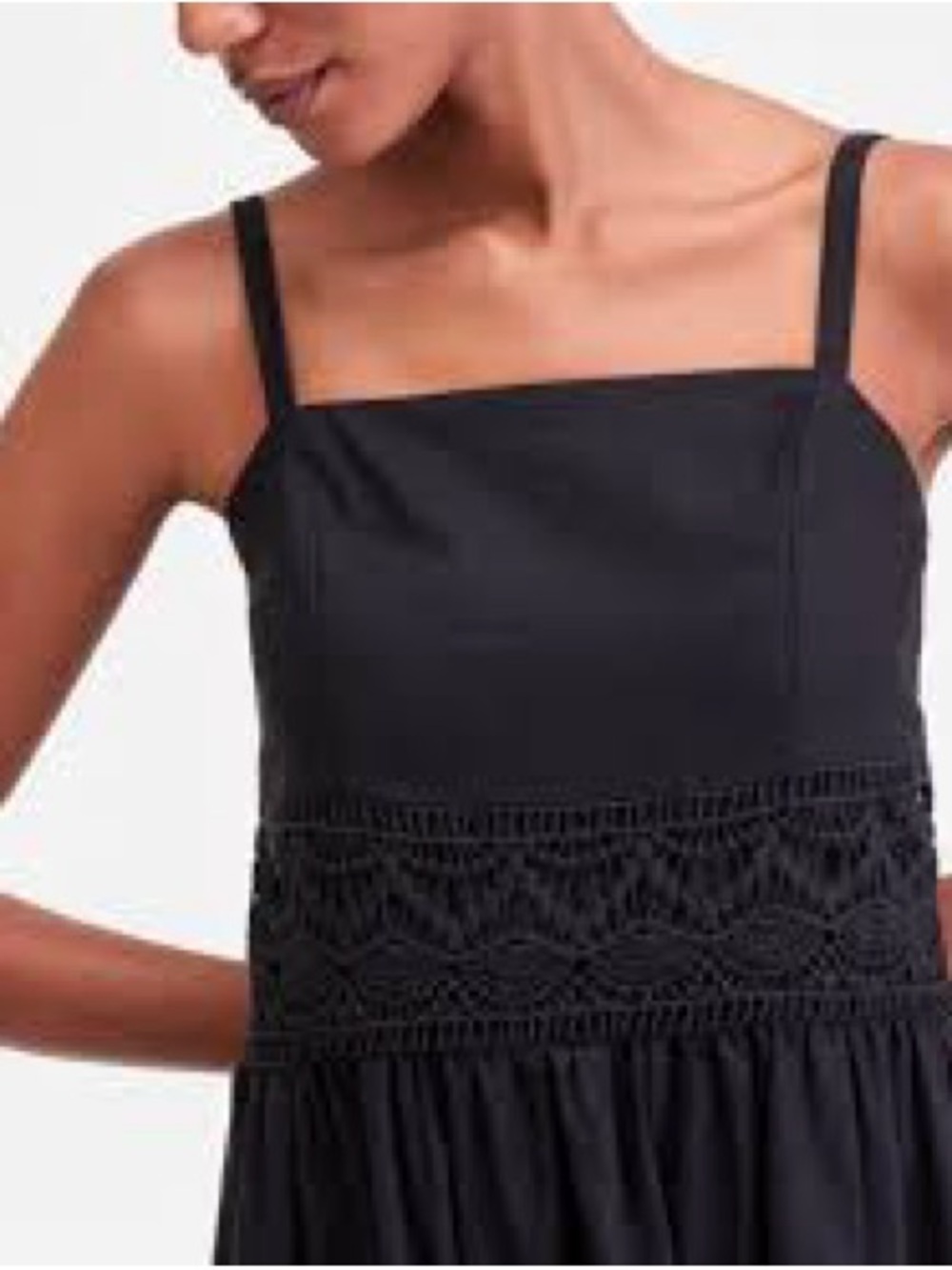INC International Concepts Black Midi Dress with Crocheted Waist - Picture 4 of 16